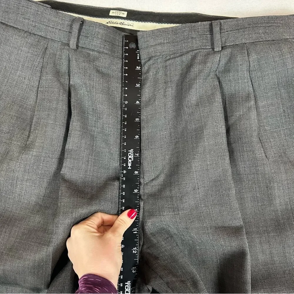 Eddie Bauer Vintage Pleated Wool Slacks Men’s 38 Elastic Waist Slash Pocket